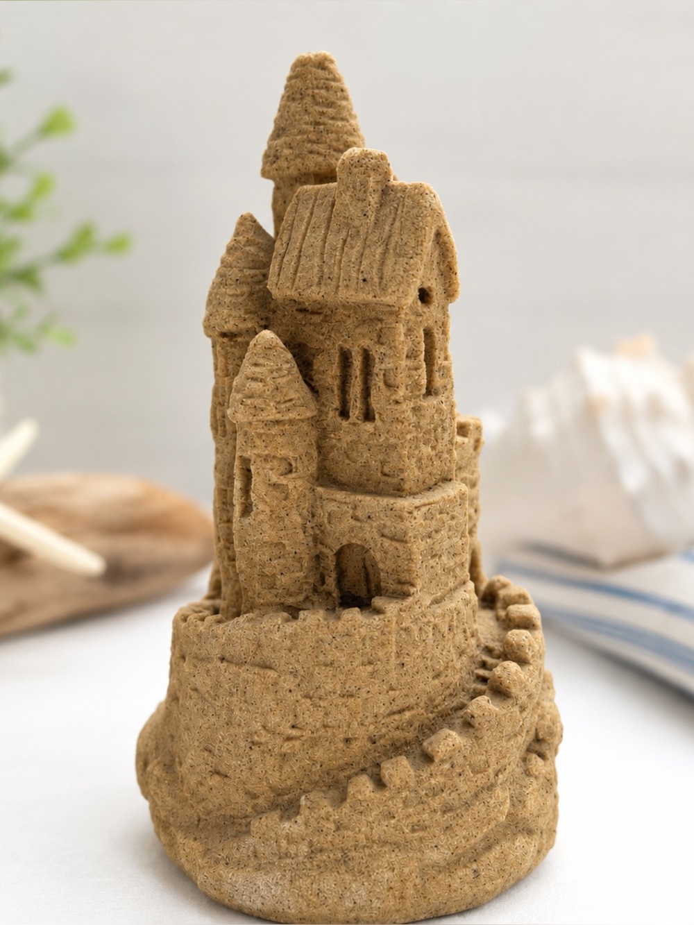 Sand Castle Figurine Coastal Beach House Decor Beige Textured Sculpture